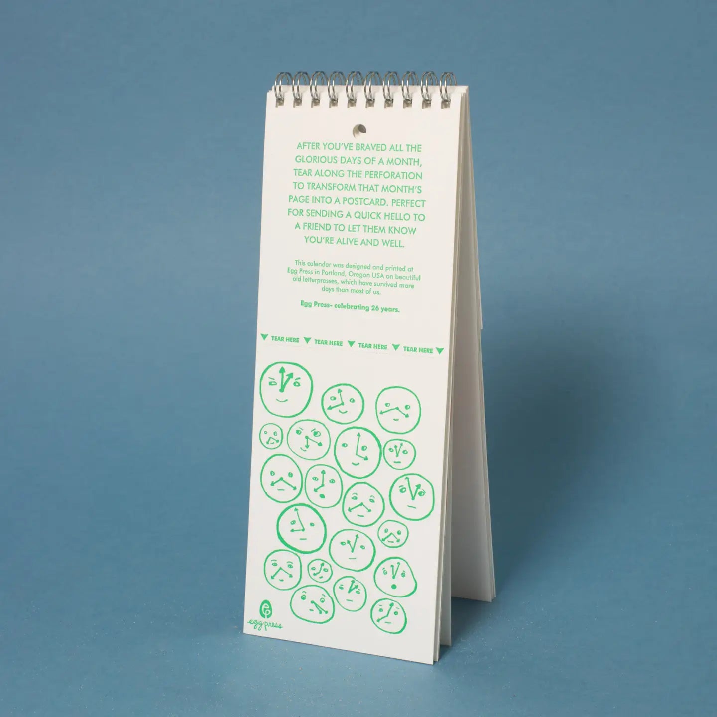 2026 Letterpress Postcard Wall Calendar