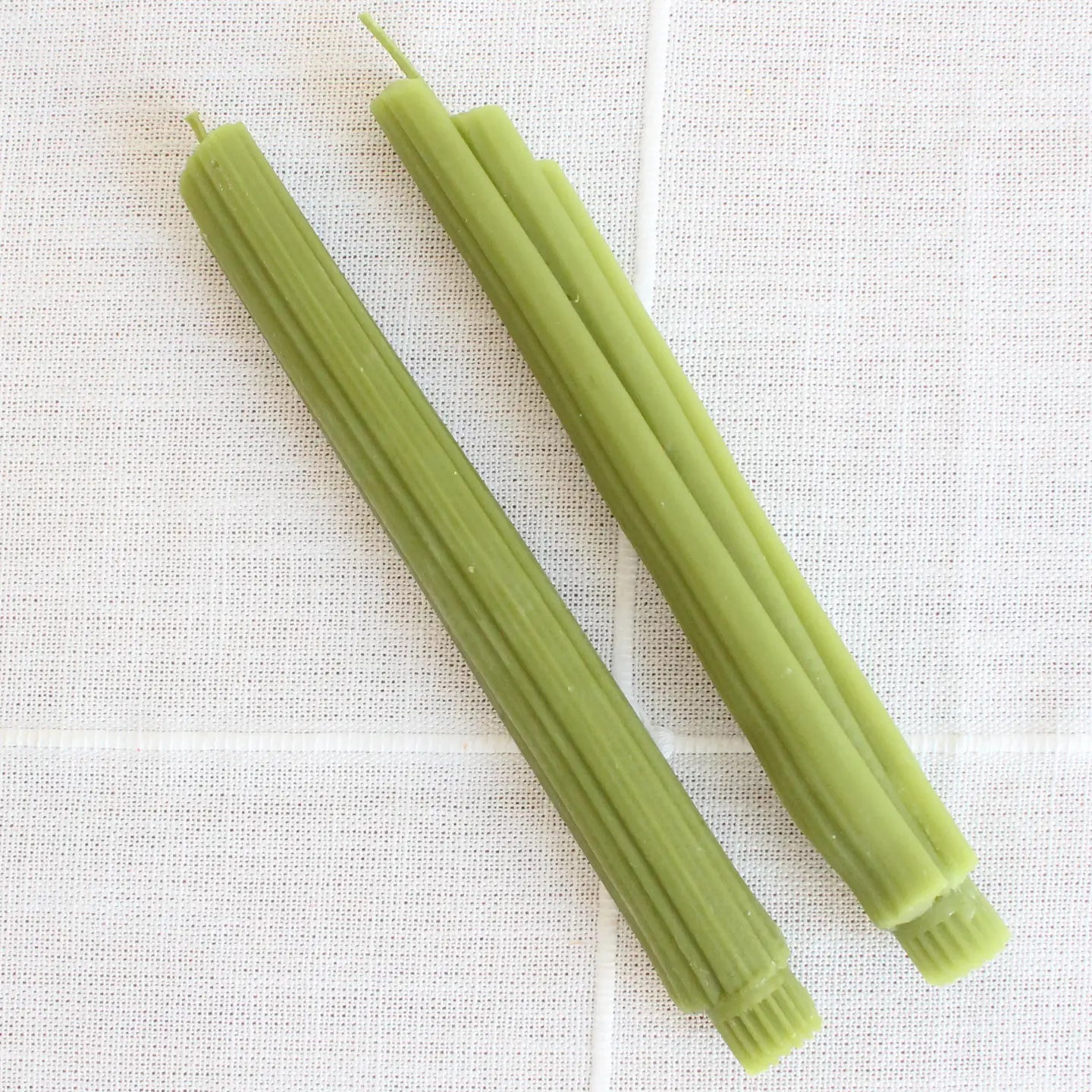 Beeswax Celery Candle Taper Pair (2)