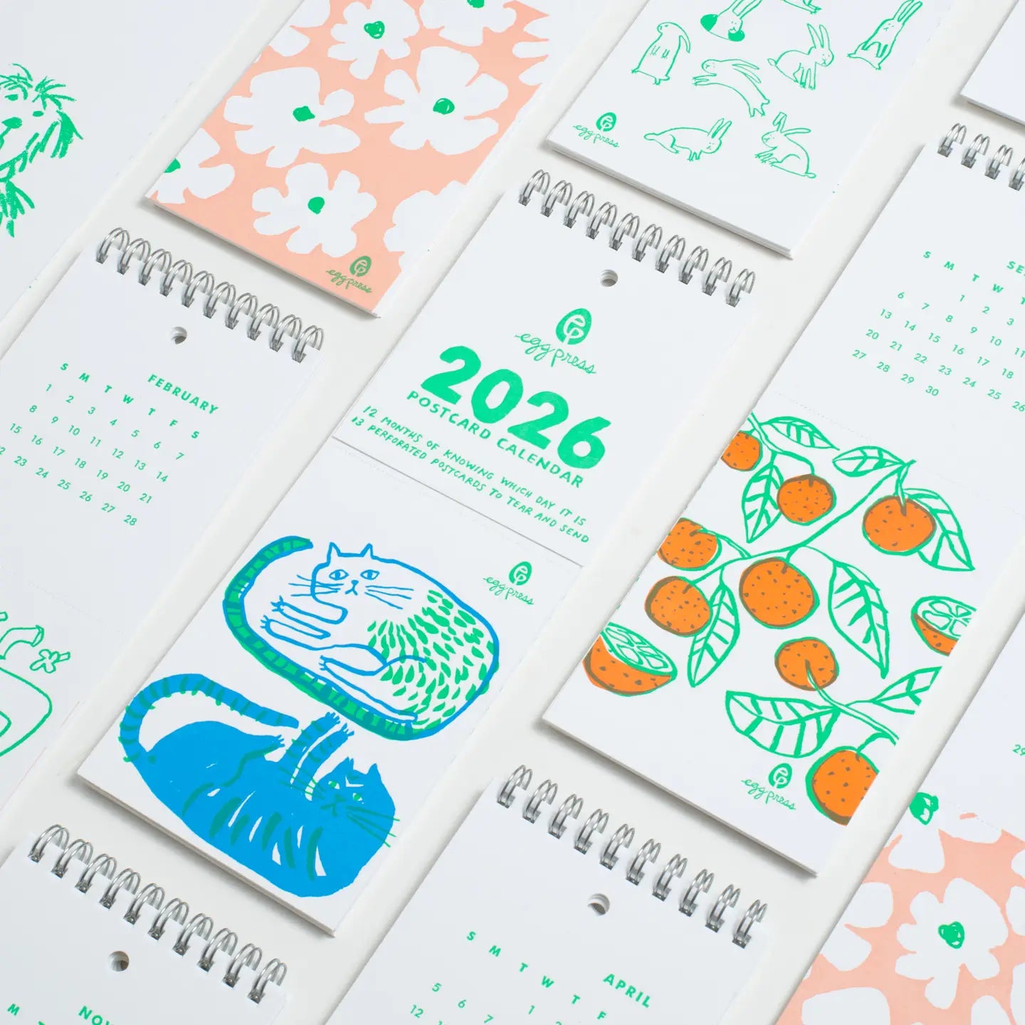 2026 Letterpress Postcard Wall Calendar