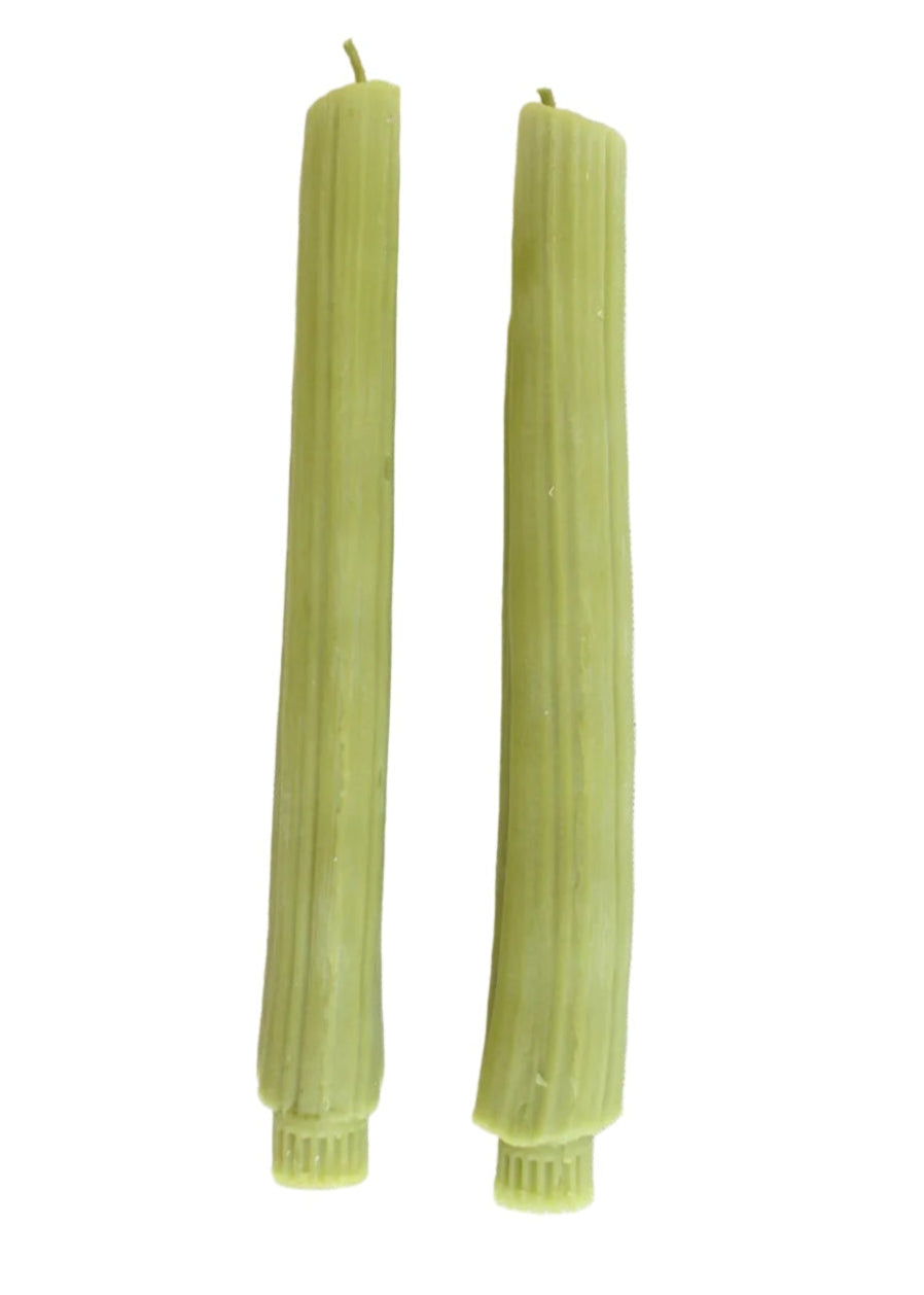 Beeswax Celery Candle Taper Pair (2)