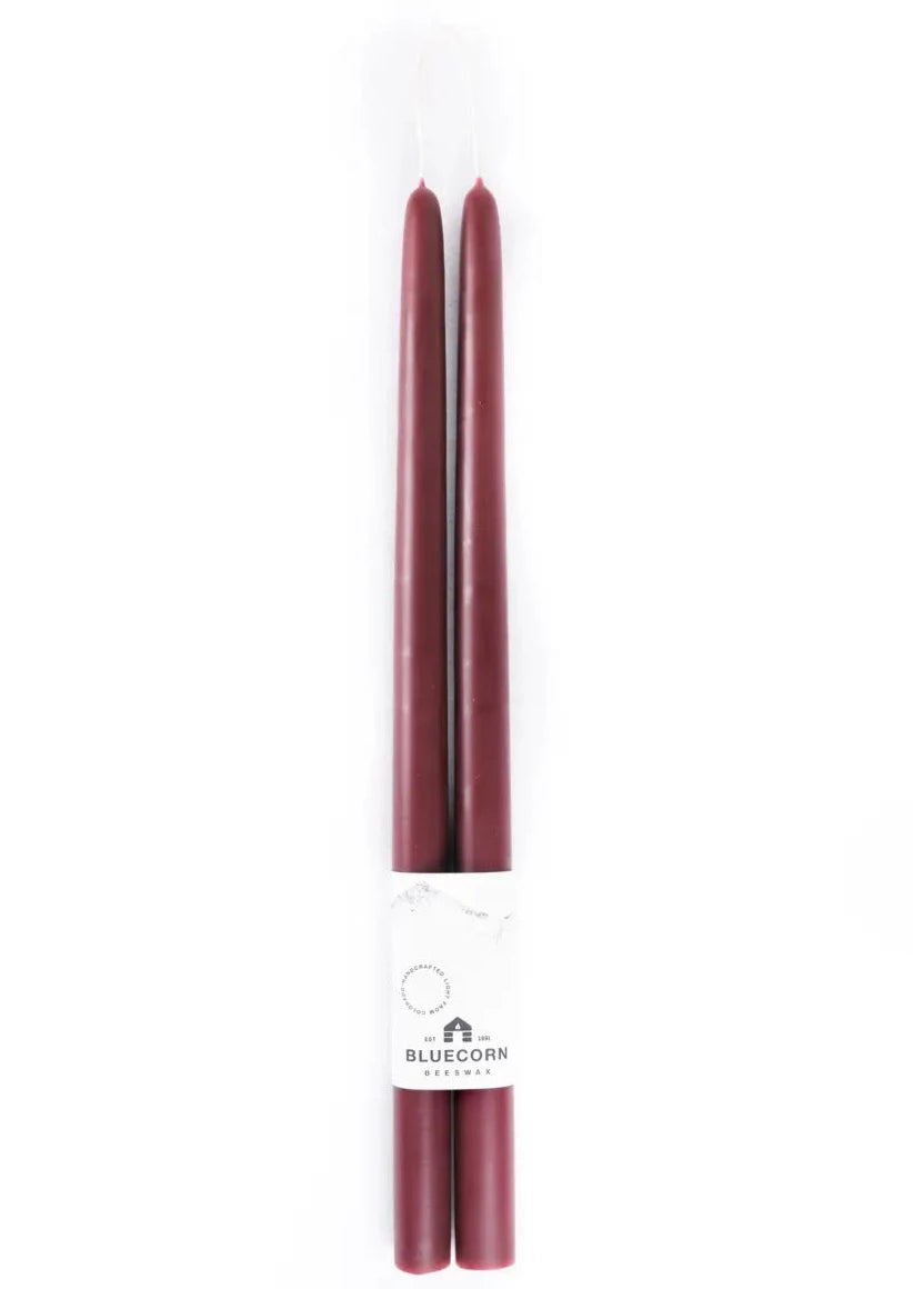 Pair of XL Beeswax Tapers 16" // Burgundy *Available for In-Store Pick Up Only
