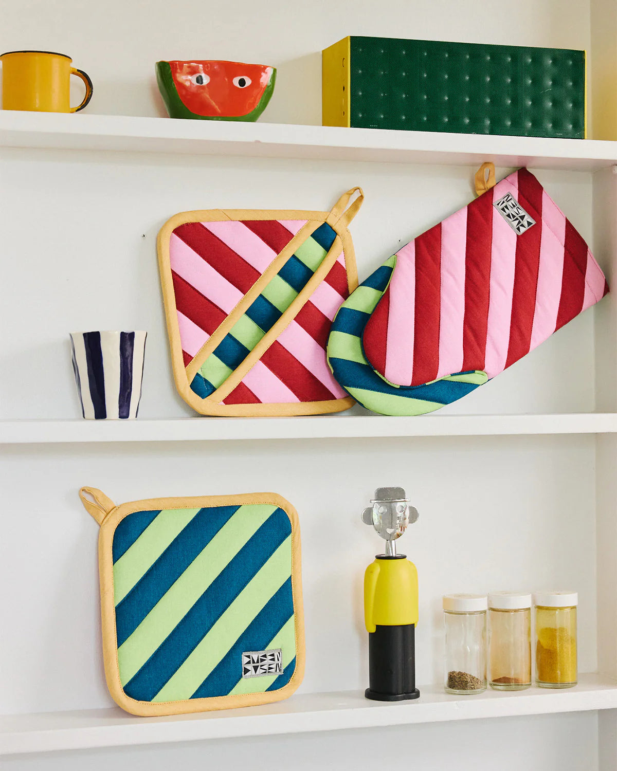 Striped Oven Mitt // Brioche
