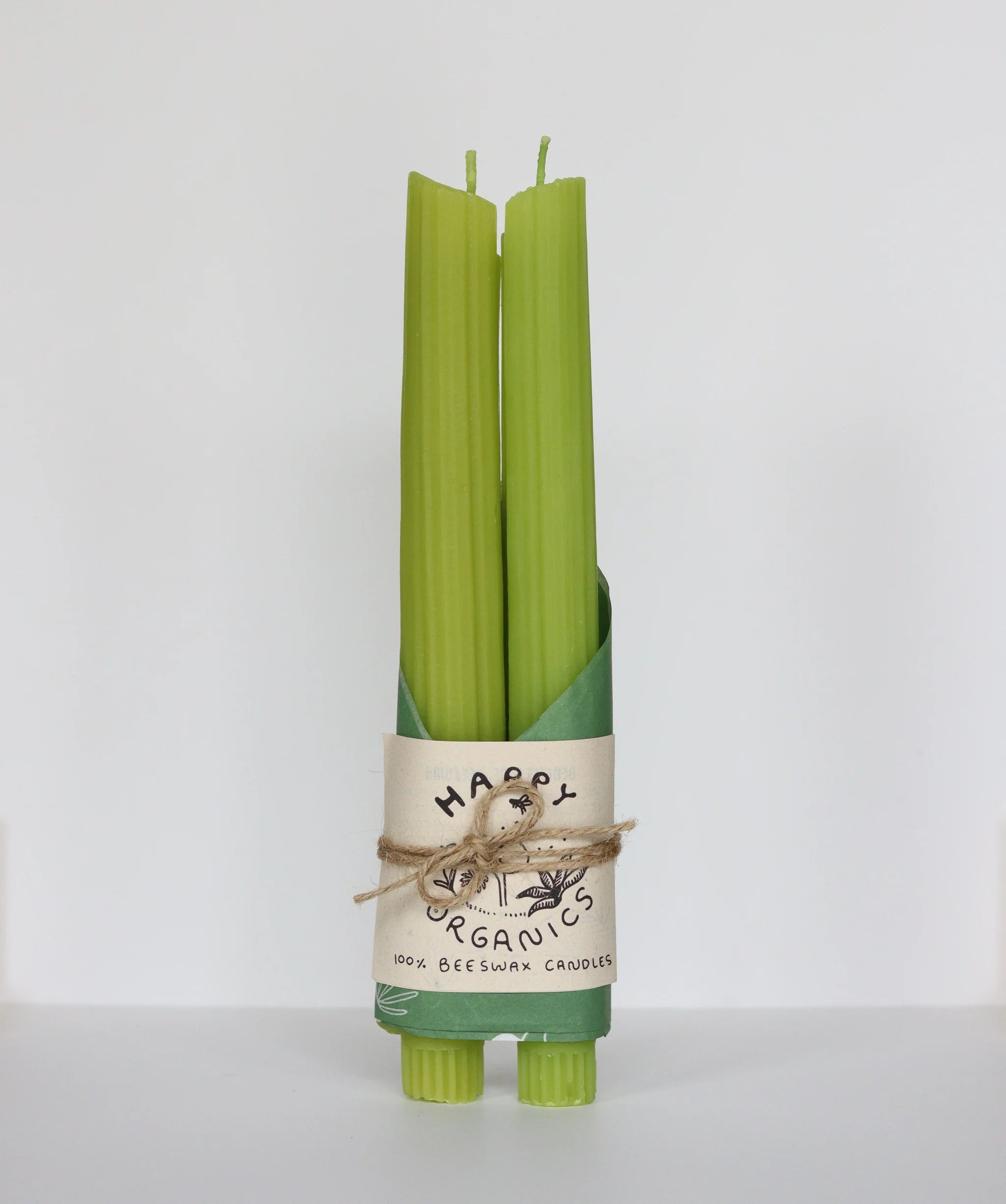 Beeswax Celery Candle Taper Pair (2)