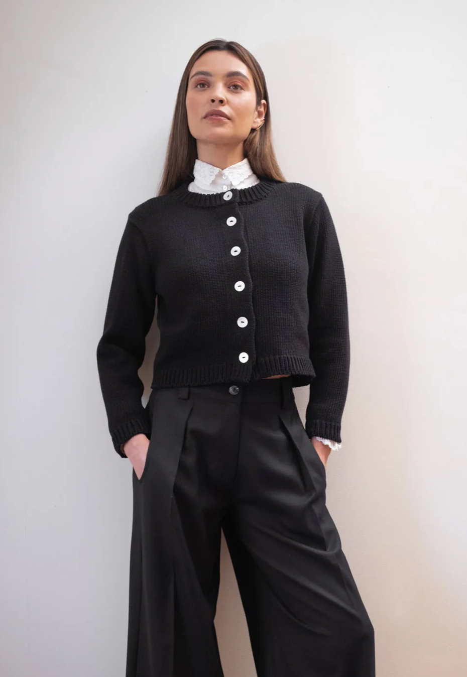Chunky Cotton Cardi / Noir