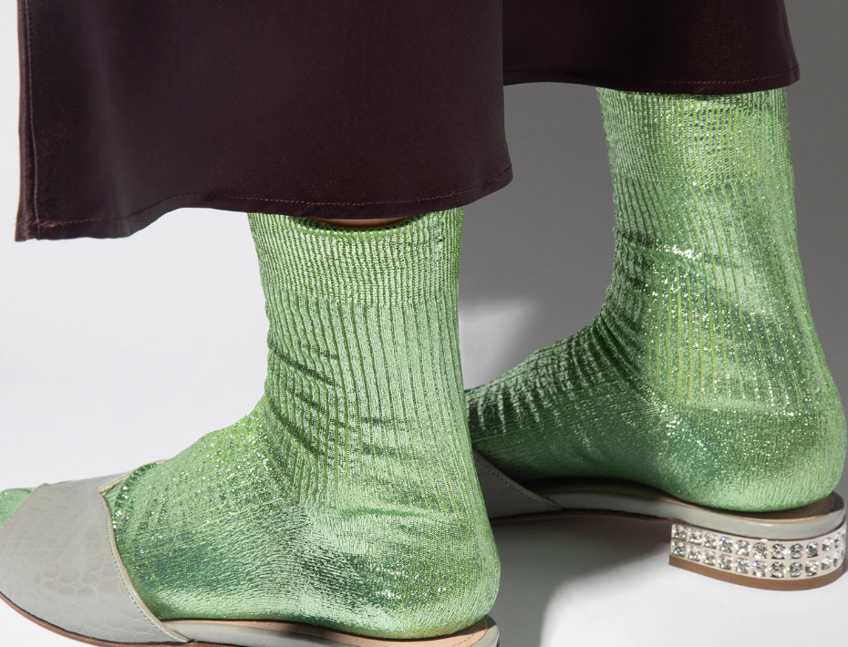 One Ribbed Laminated Socks // Verdino