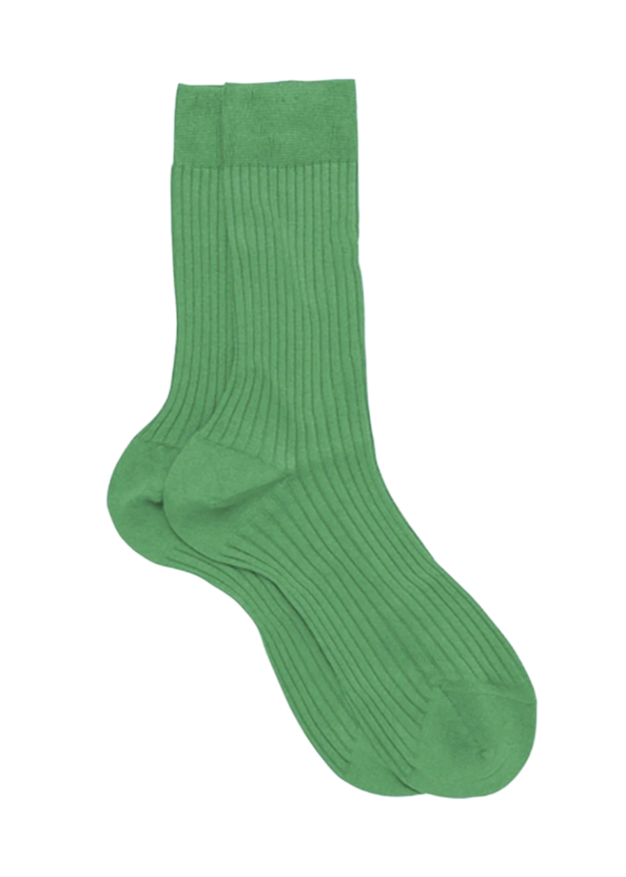 Ribbed Cotton Socks // Green