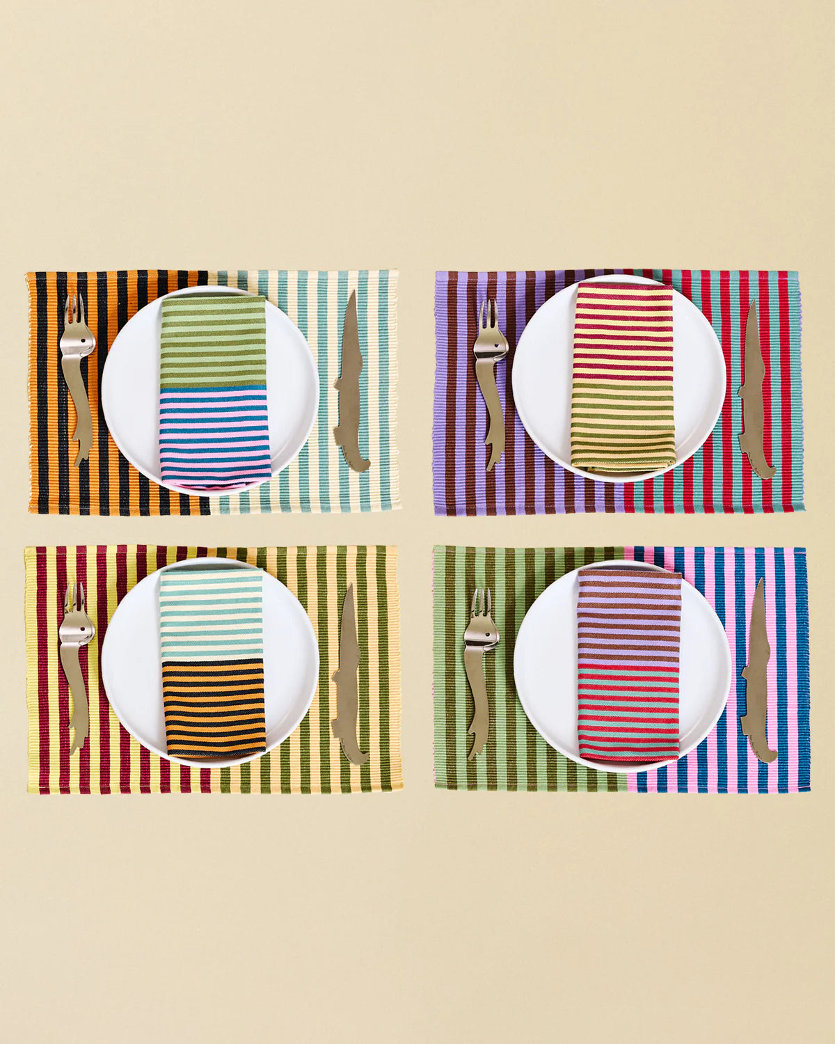 Duo Striped Placemats // Set of 4 // In-Store Pick Up Only