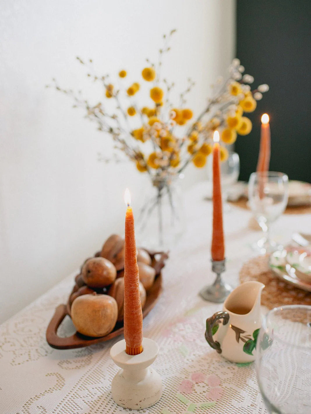 Beeswax Carrot Taper Candle Pair (2)