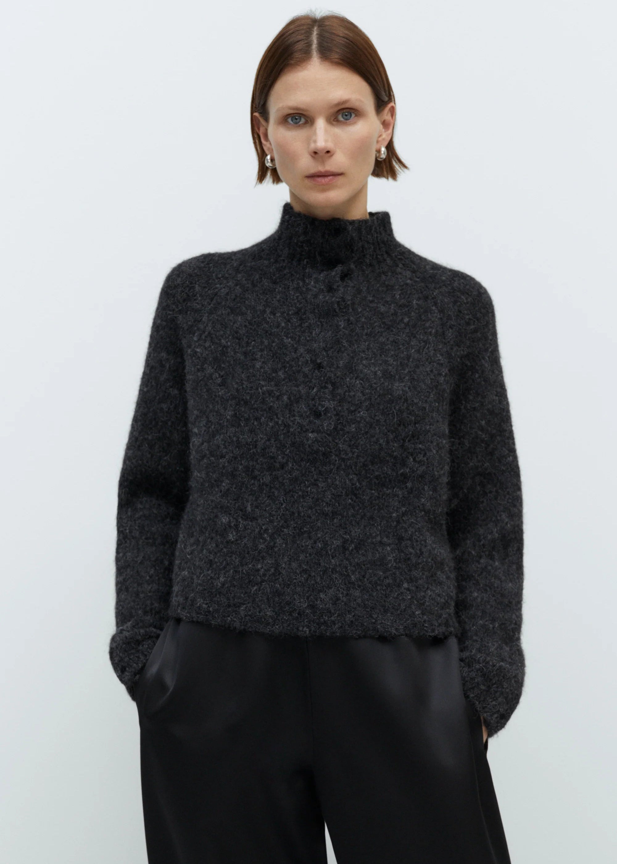 Baby Alpaca Polo Sweater // Anthracite