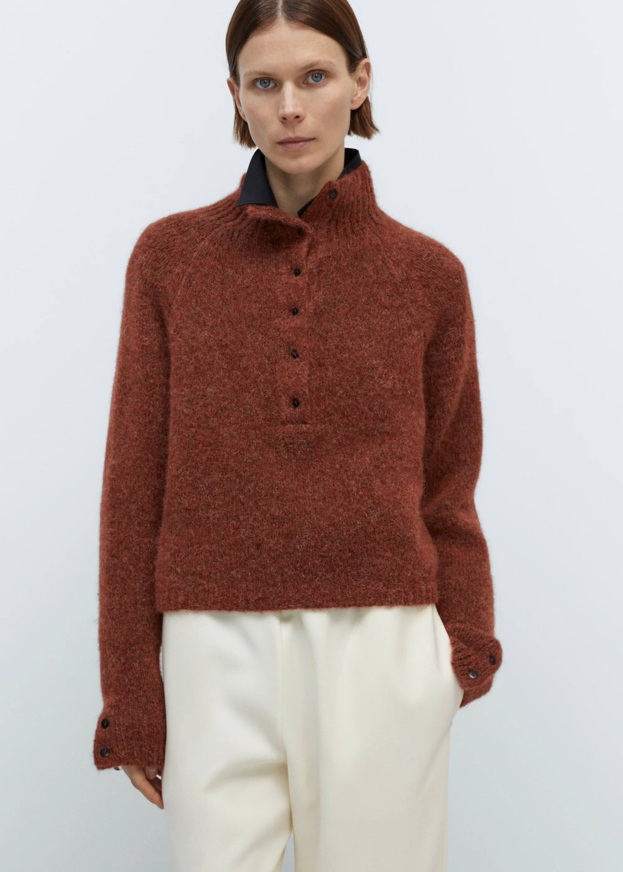 Baby Alpaca Polo Sweater // Teracotta
