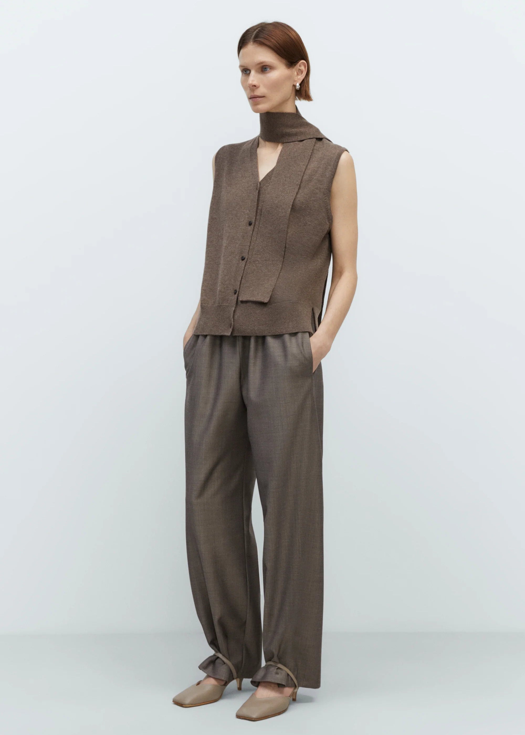 Merino Wool Lace Waistcoat // Taupe
