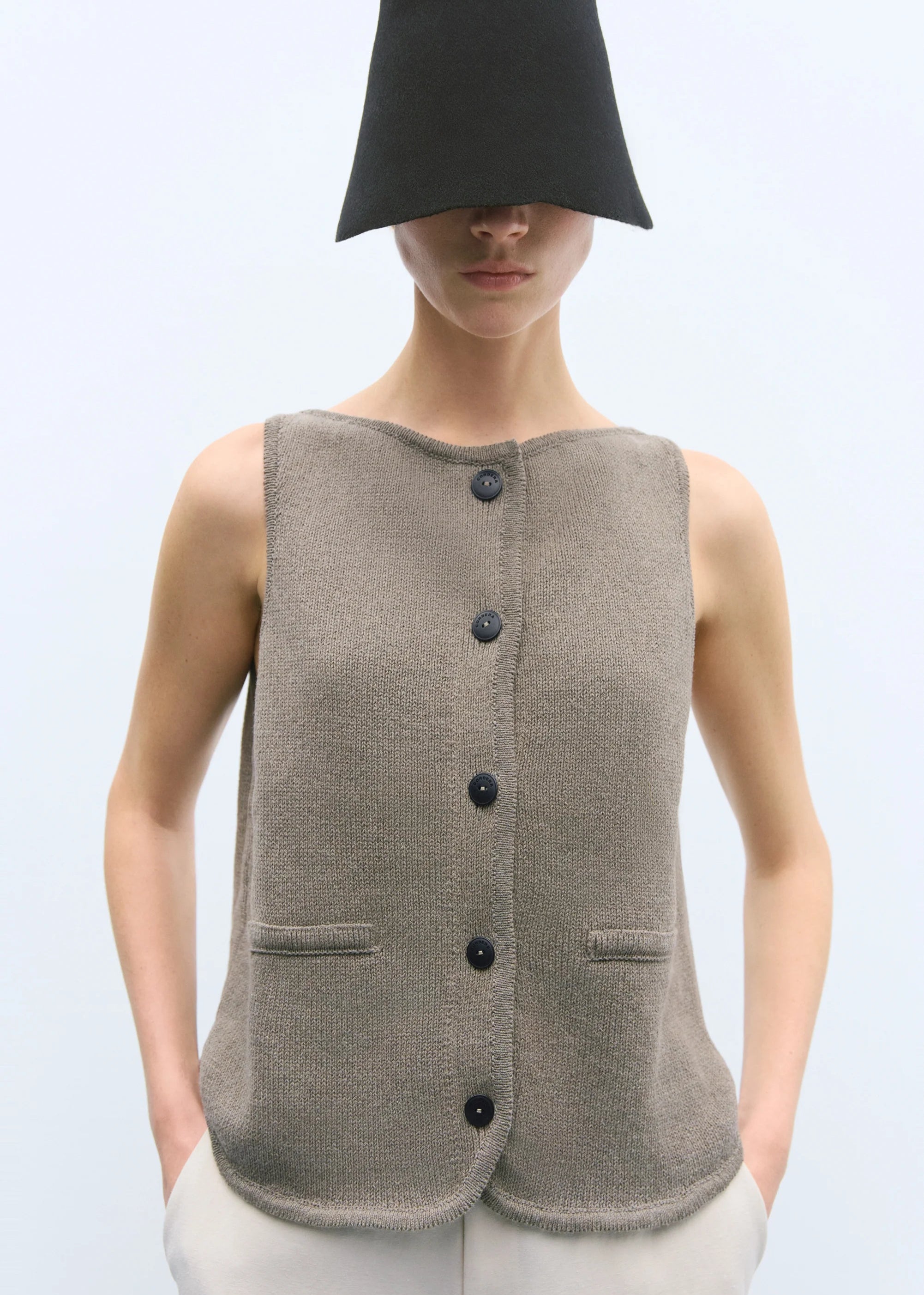 Boat Neck Waistcoat // Taupe