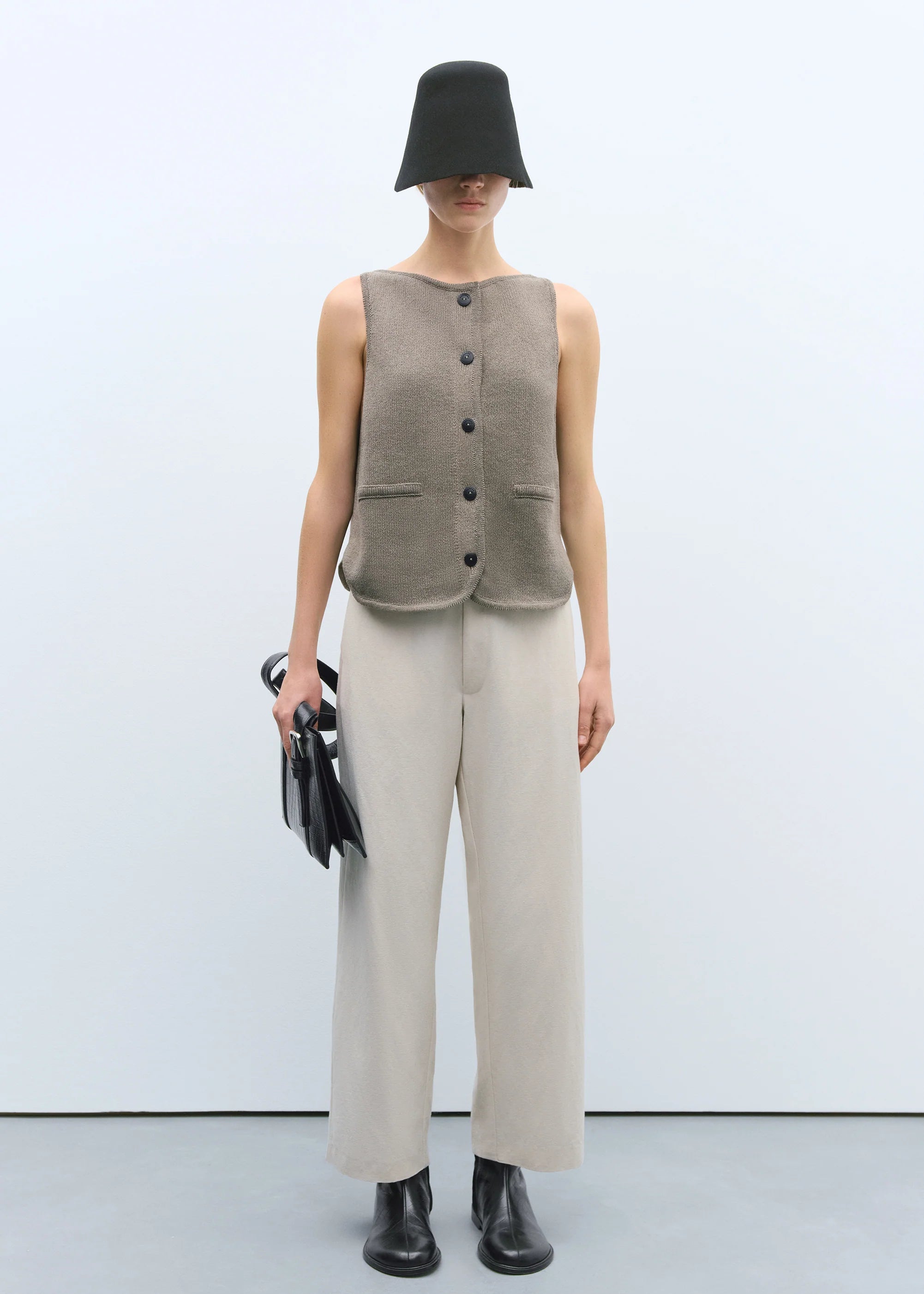 Boat Neck Waistcoat // Taupe