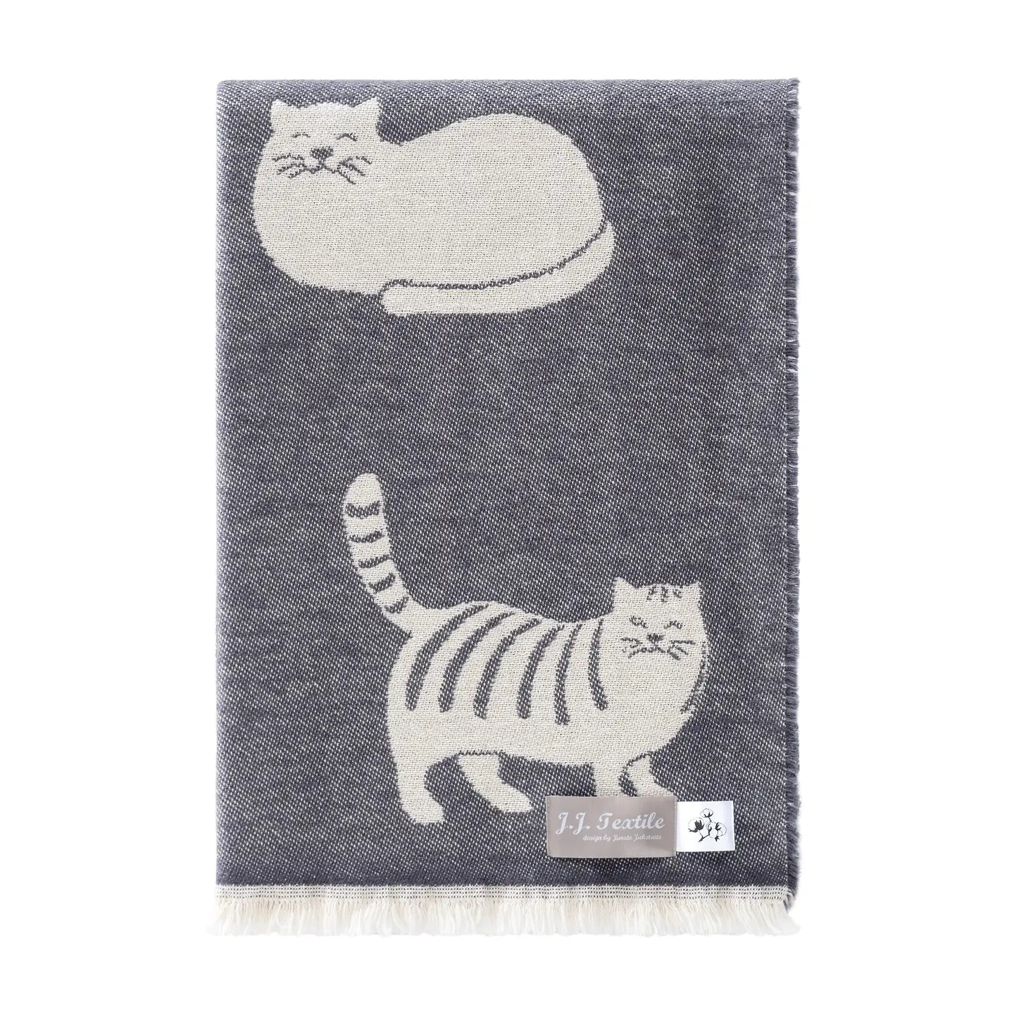 Cozy Kitties // 100% Cotton Throw // Black