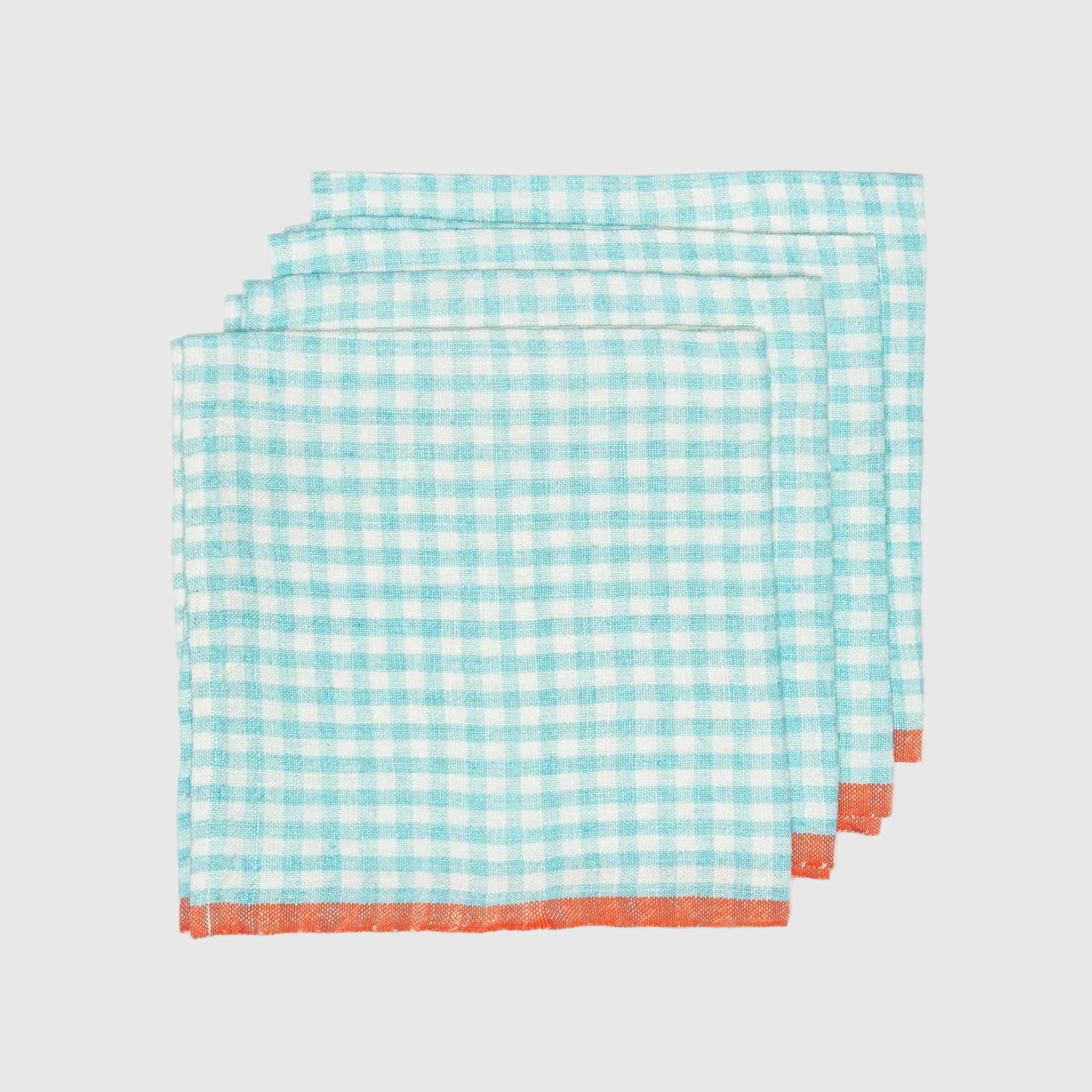 Two-Tone Gingham Napkins Set of 4 – Aqua Orange