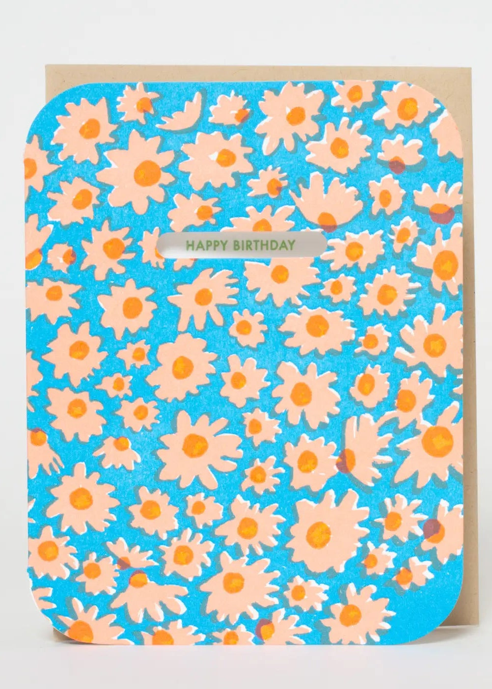 Birthday Daisy Patch Die-Cut Letterpress Greeting Card