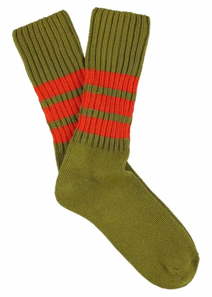 Striped Crew Socks // Vintage Khaki/Orange