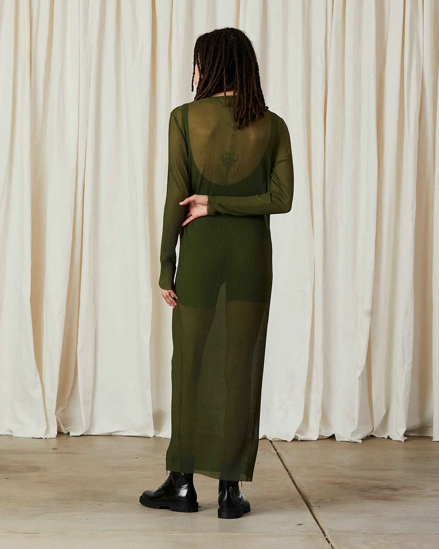 Pleated Mesh Dress // Black