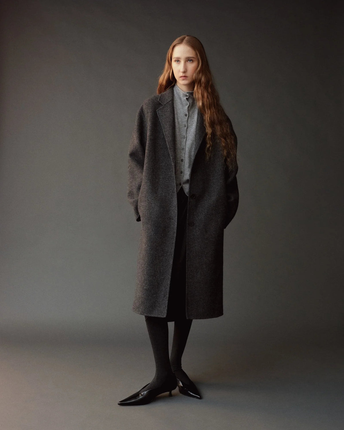 Mijeong Park Mock Neck Cardigan – Gray