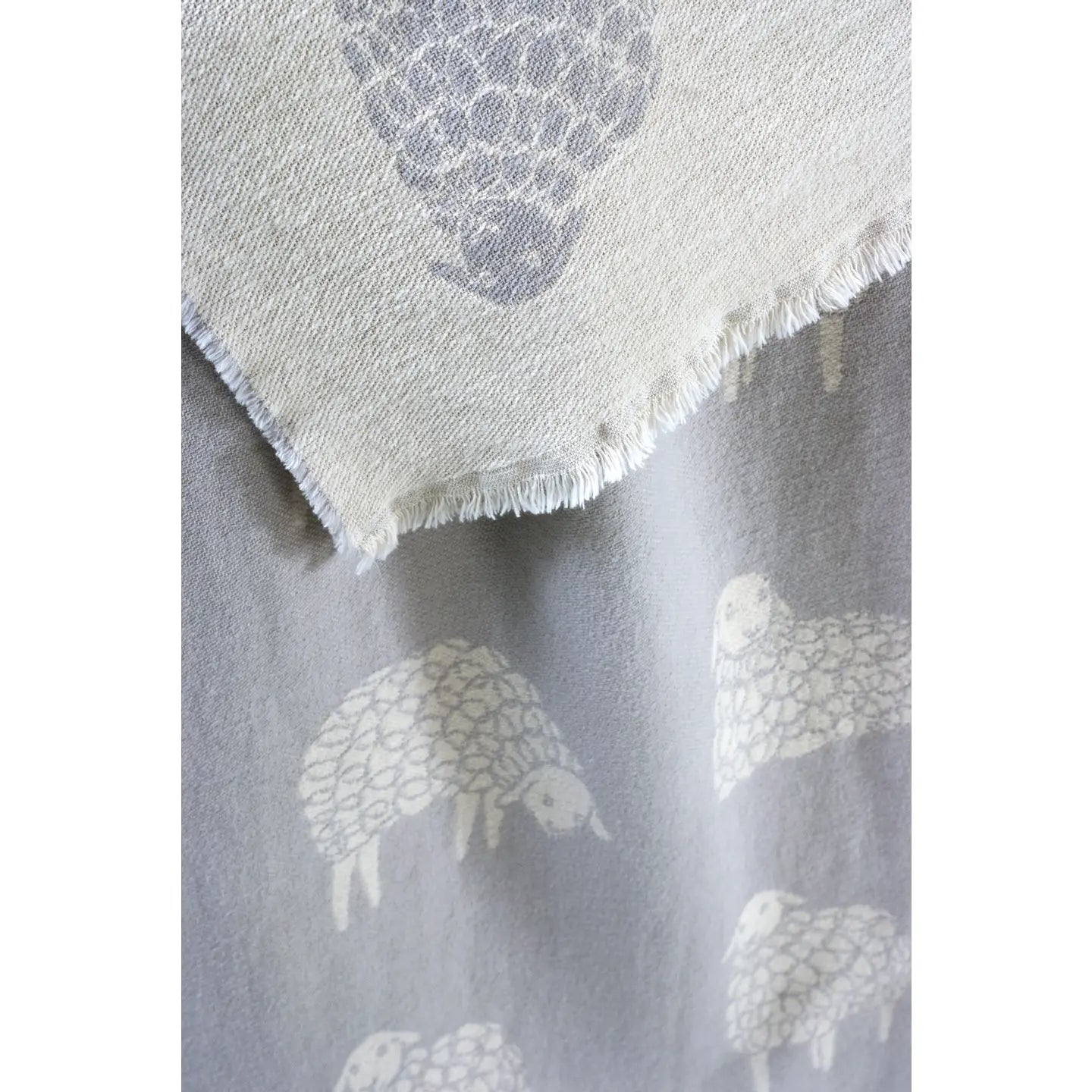 Sheep// 100% Cotton Throw // Gray