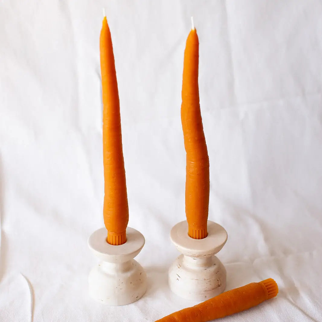 Beeswax Carrot Taper Candle Pair (2)