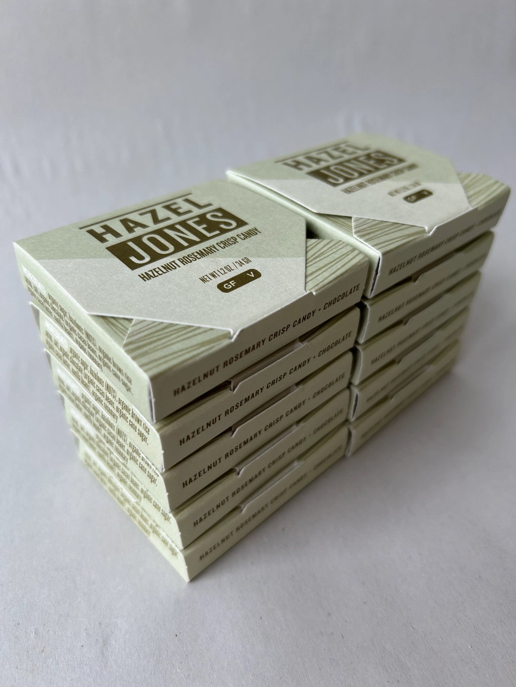 Hazel Jones // Hazelnut Rosemary Crisp Candy in 70% Chocolate