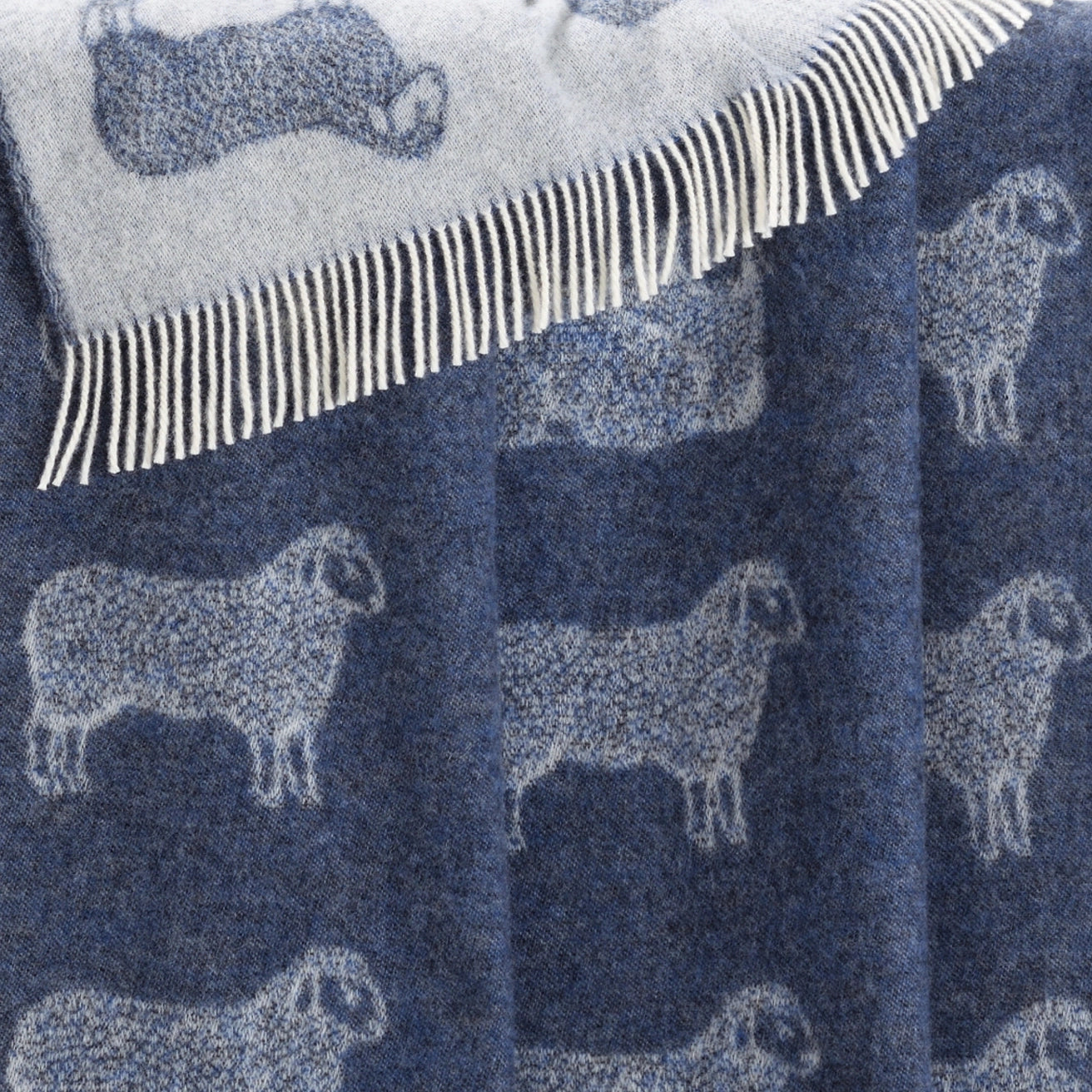 Sheep // 100% Wool Blanket // Blue