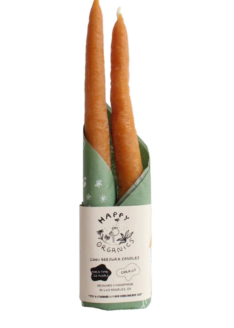 Beeswax Carrot Taper Candle Pair (2)