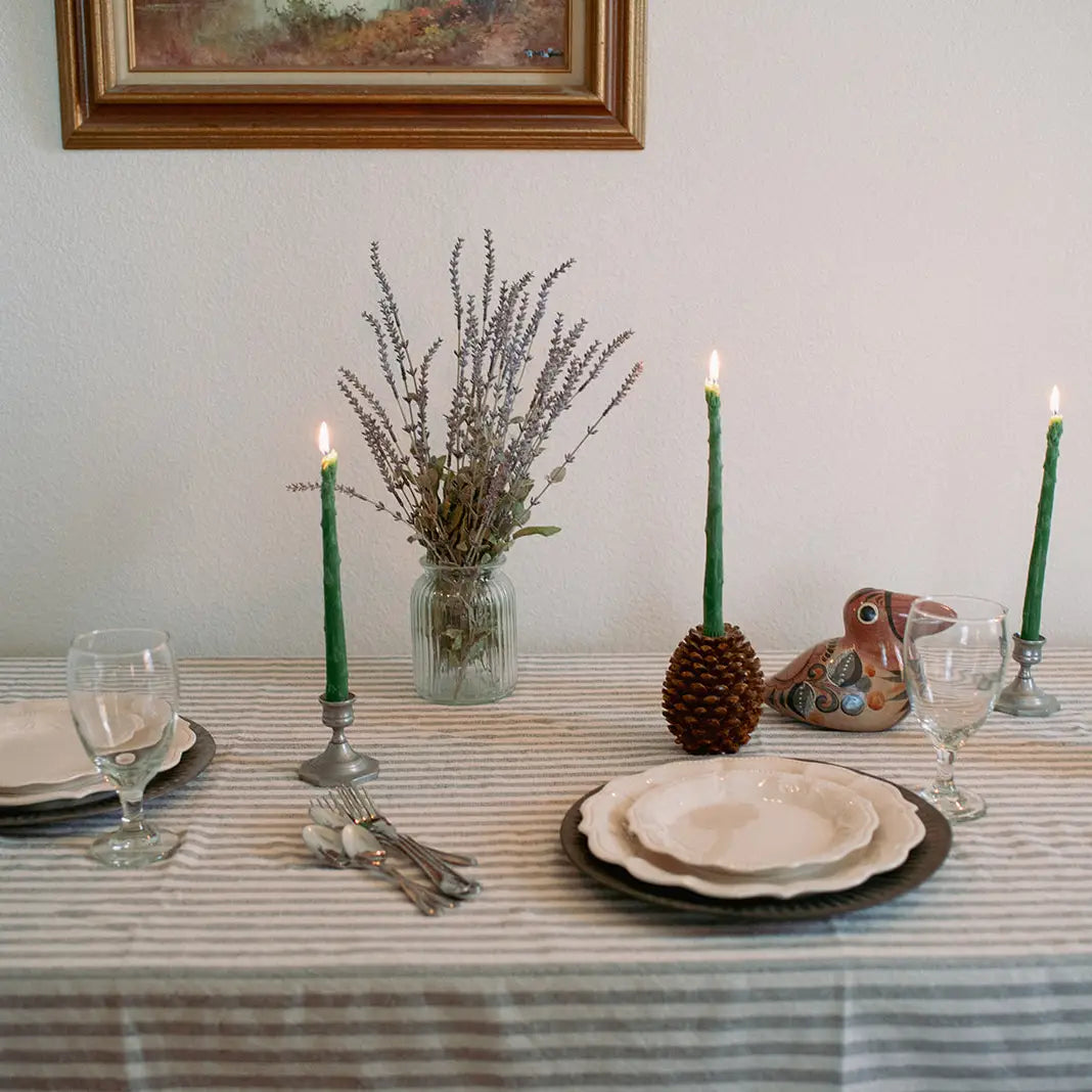 Beeswax Asparagus Candle Taper Pair (2)