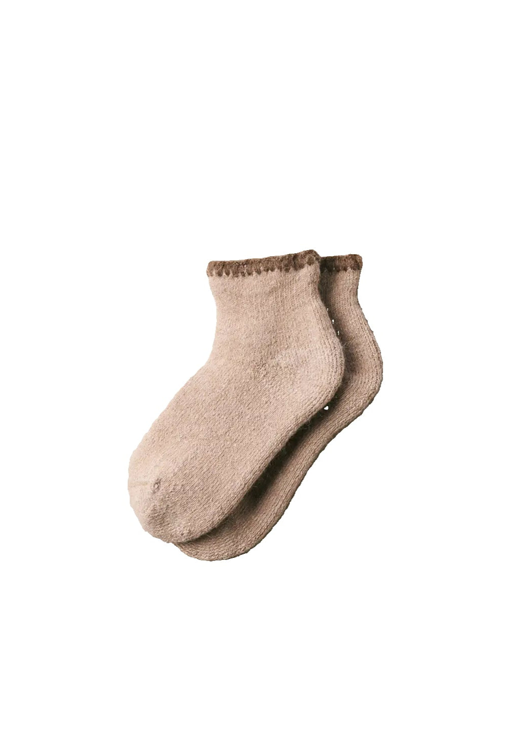 Alpaca Organic Cotton Garland Stitch Pile Socks // Beige