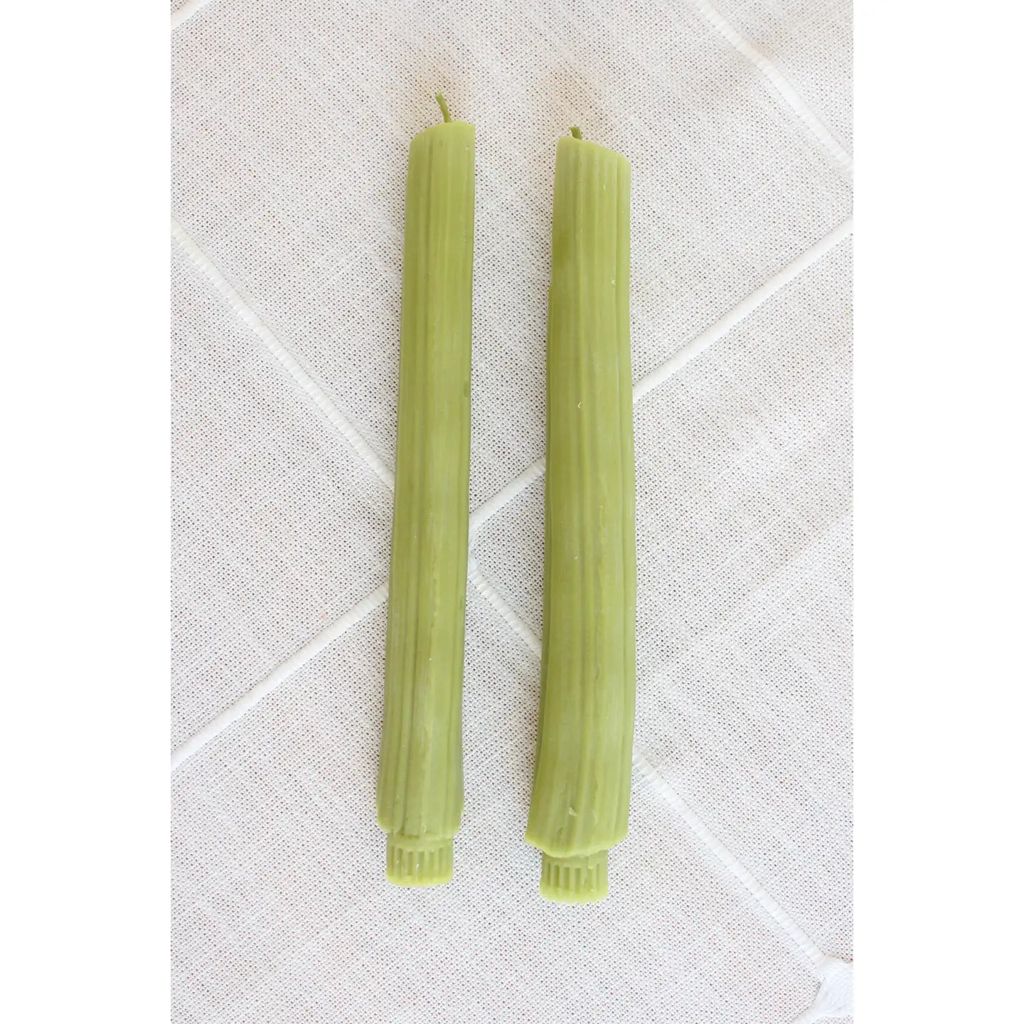 Beeswax Celery Candle Taper Pair (2)