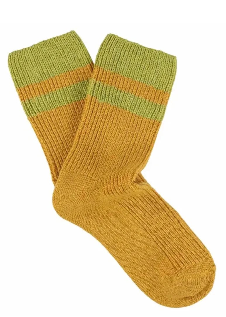 Cashmere Stripes Socks //Mustard, Beige