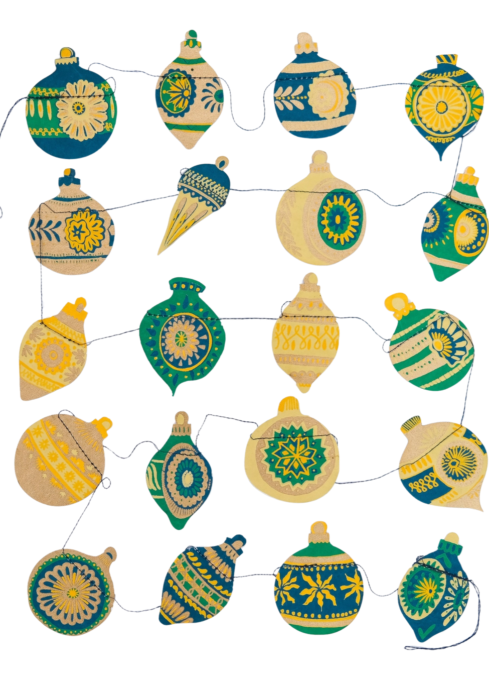 Christmas Ornaments Sewn Garland