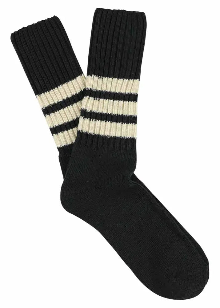 Striped Crew Socks // Black/Ecru