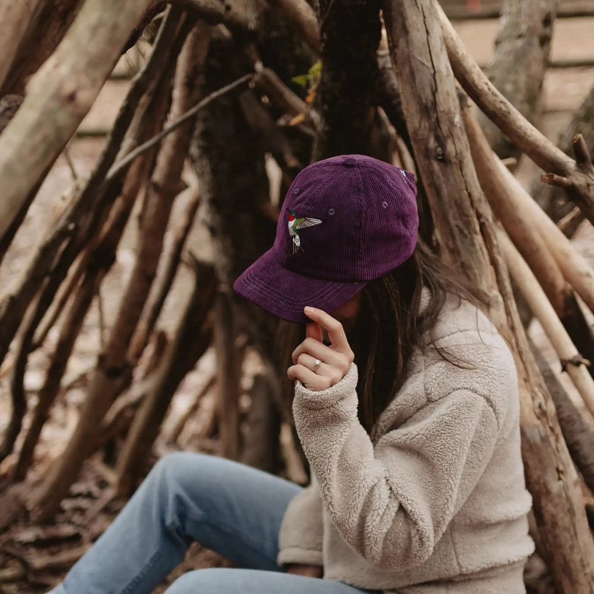 Ruby Throated Hummingbird Corduroy Hat // *Pre Order