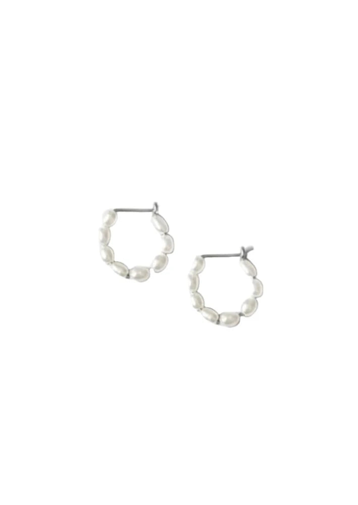 small pearl hoops