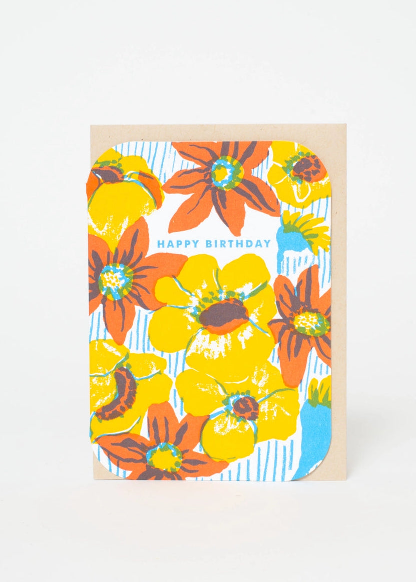 Bold Flower Birthday Letterpress Greeting Card