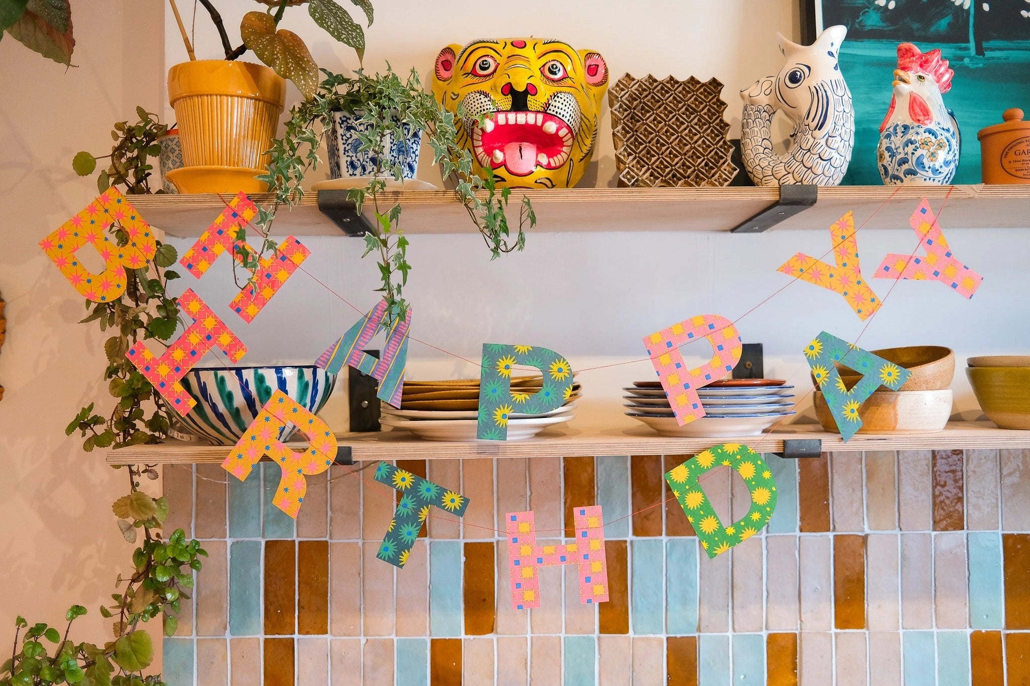 Bright Happy Birthday Sewn Garland