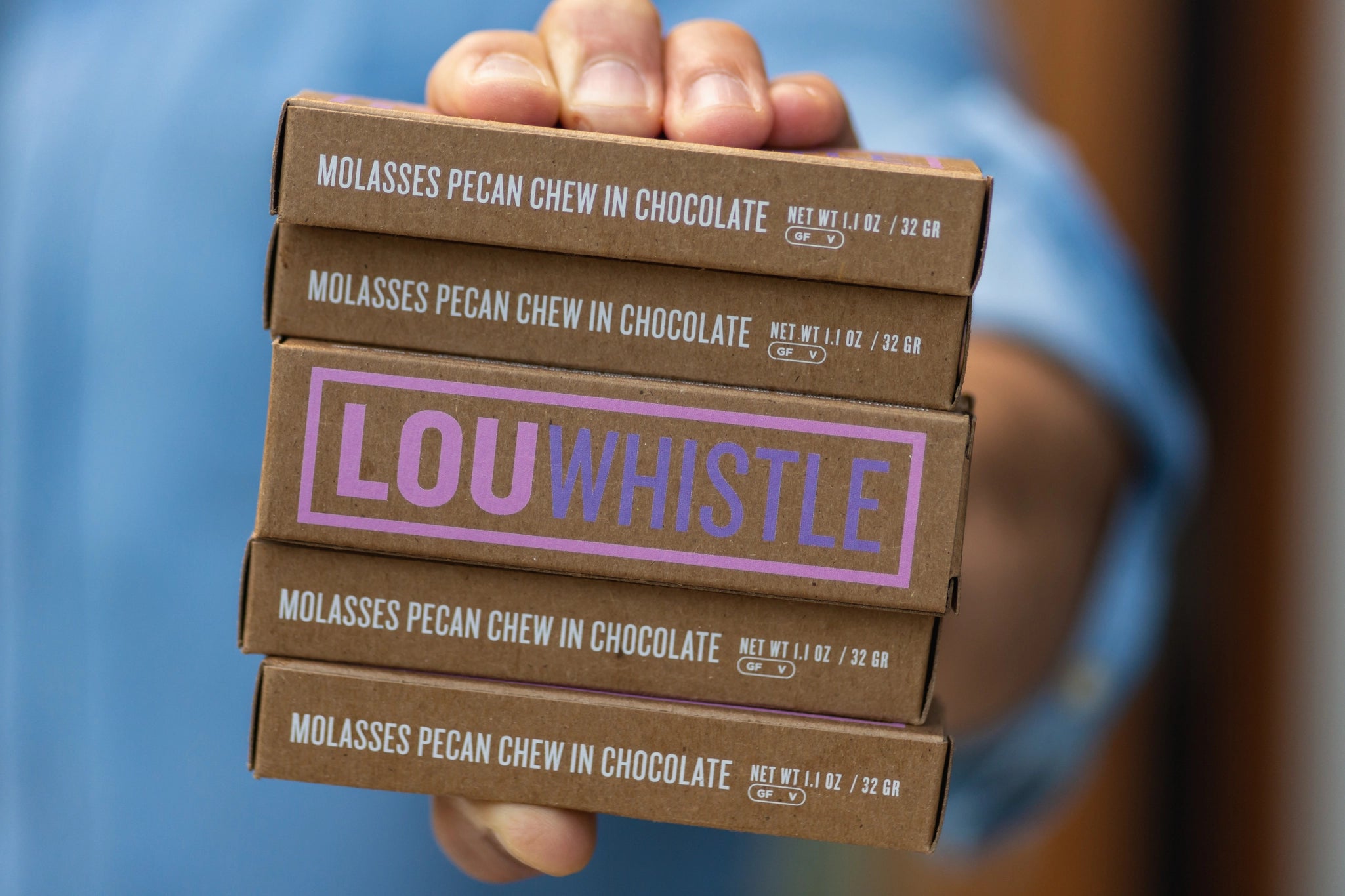 Lou Whistle // Molasses Pecan Chew Covered in Dark Chocolate
