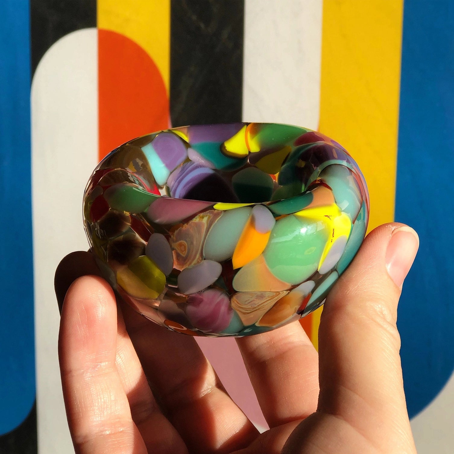 Glass Blown Mini Rainbow Nest Bowl