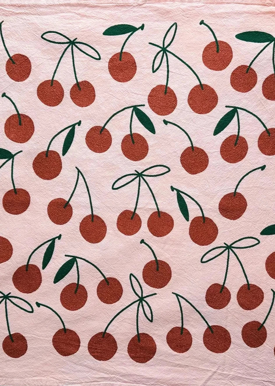 Glitter Cherries on Pink // Tea Towel