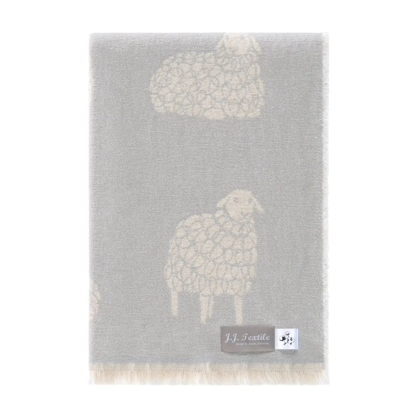 Sheep// 100% Cotton Throw // Gray