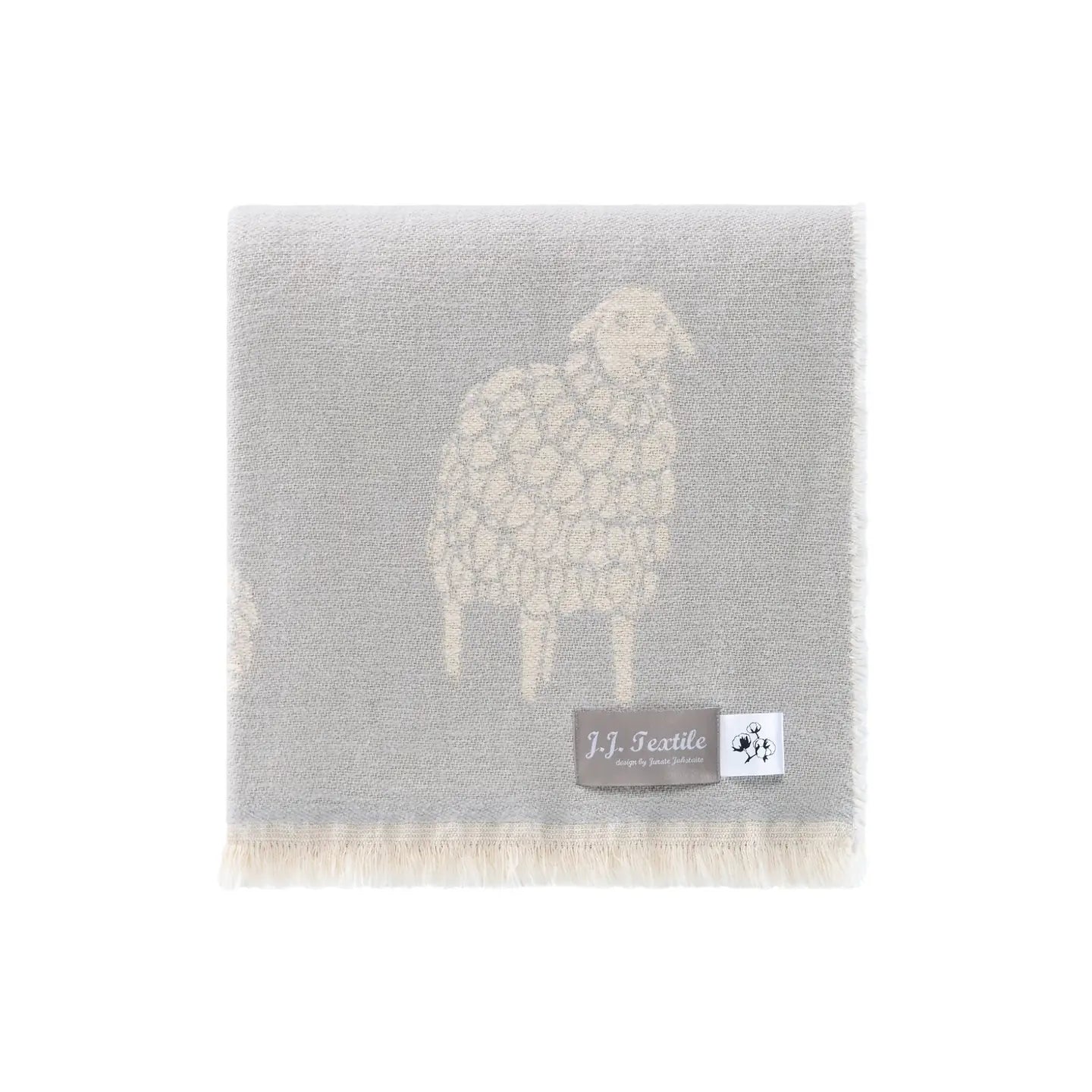 Sheep// 100% Cotton Throw // Gray