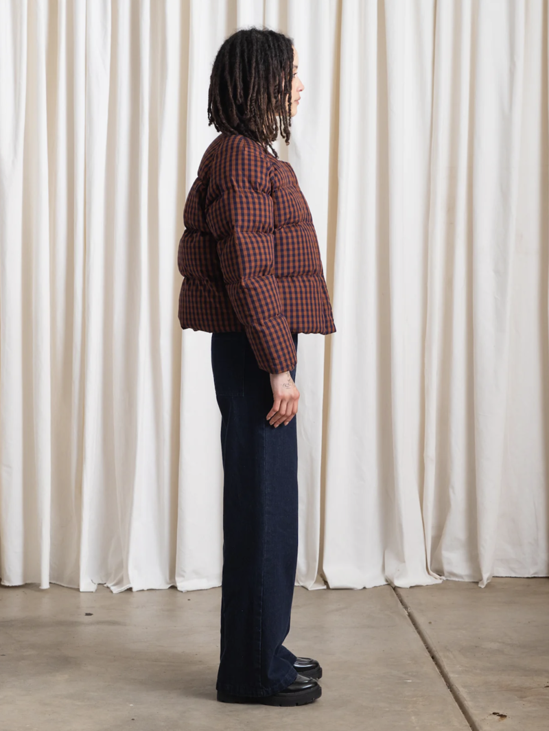 Puffer Jacket // Rust/ Navy Gingham