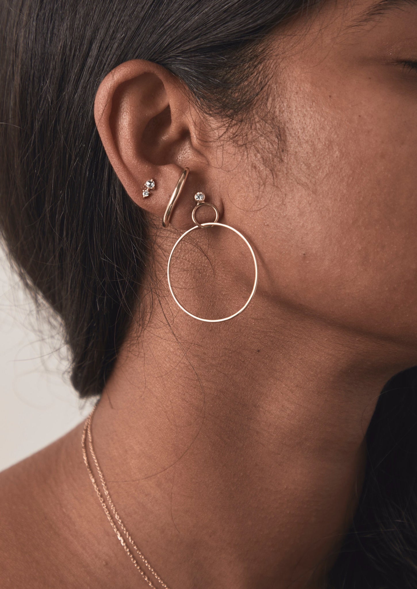 Cove Earring // Solid Gold and Champagne Diamond