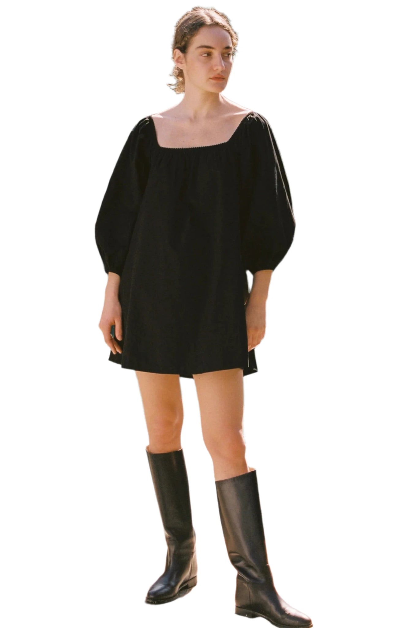 Dali Black Cotton Mini Dress