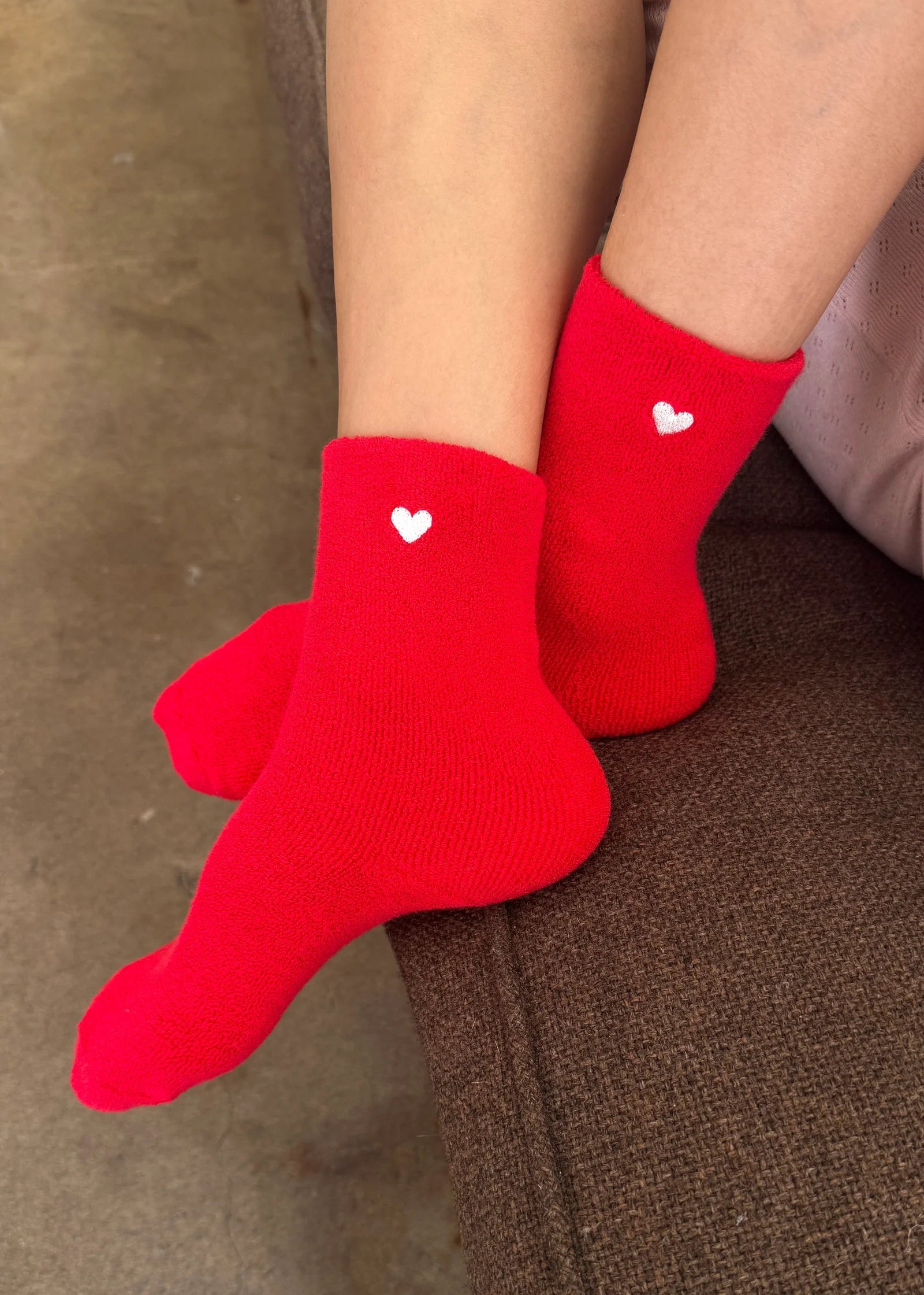 Embroidered Cloud Socks // Red + Heart