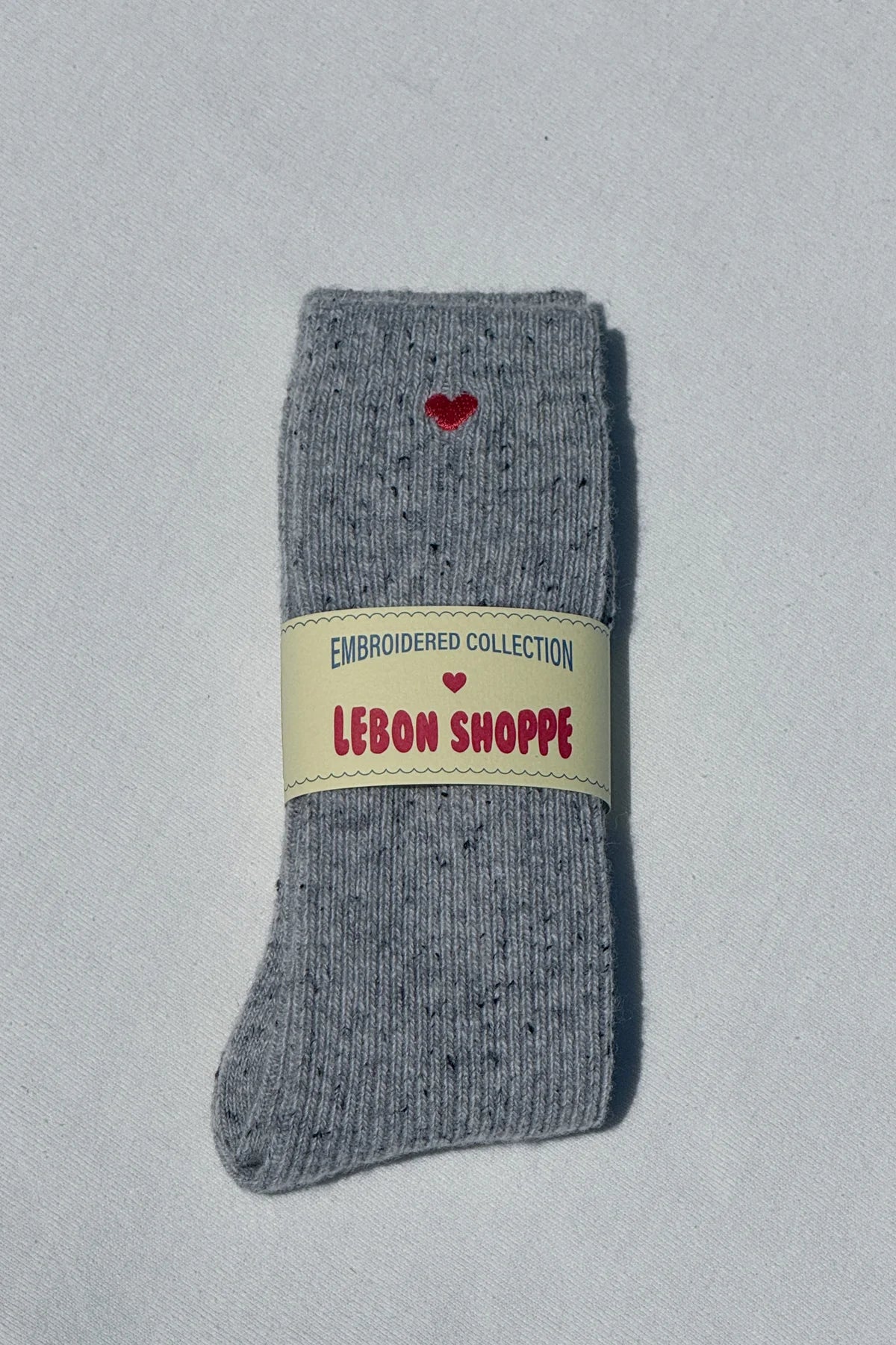 Embroidered Snow Socks - Cookies and Cream + Heart