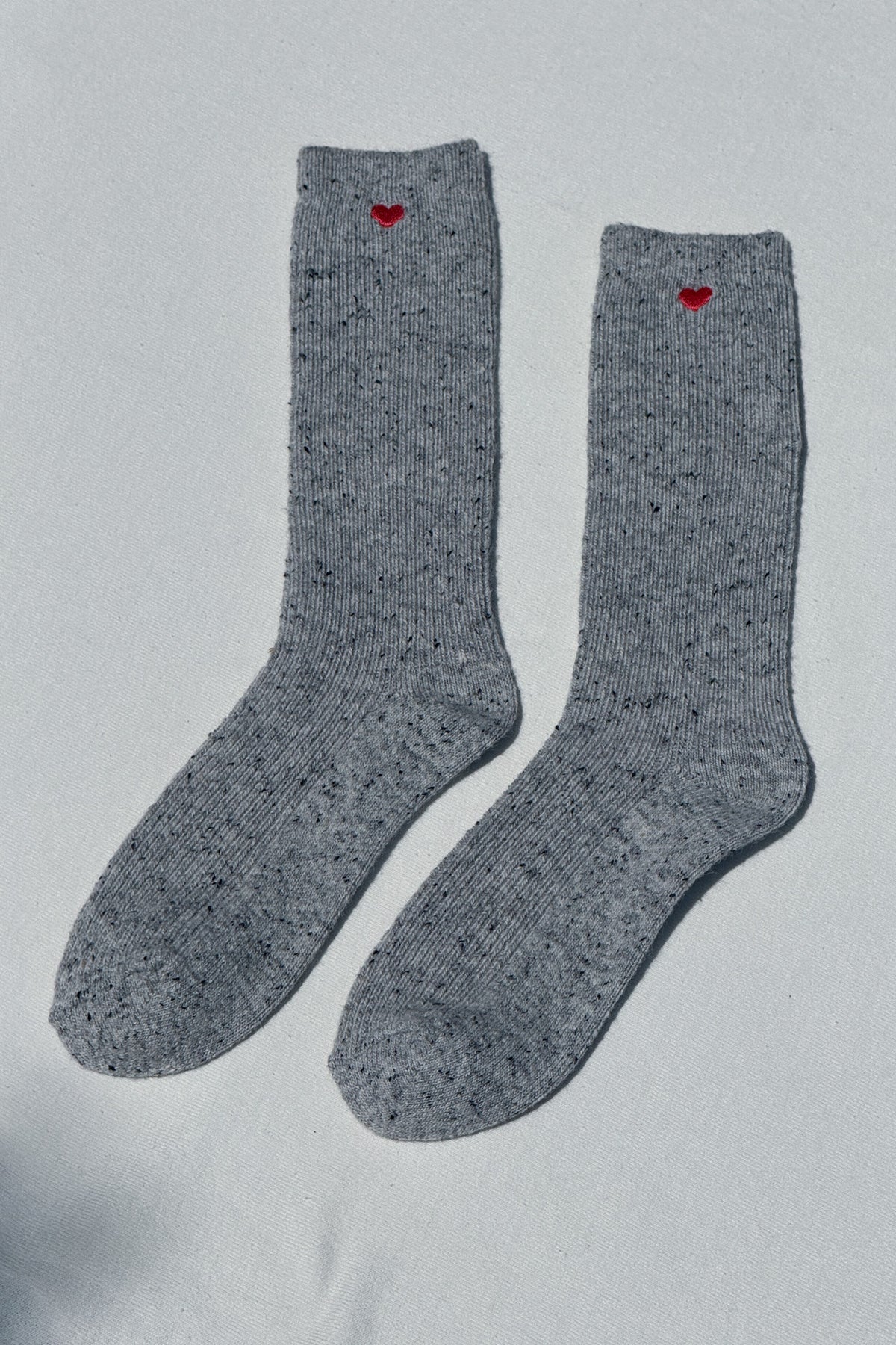 Embroidered Snow Socks - Cookies and Cream + Heart