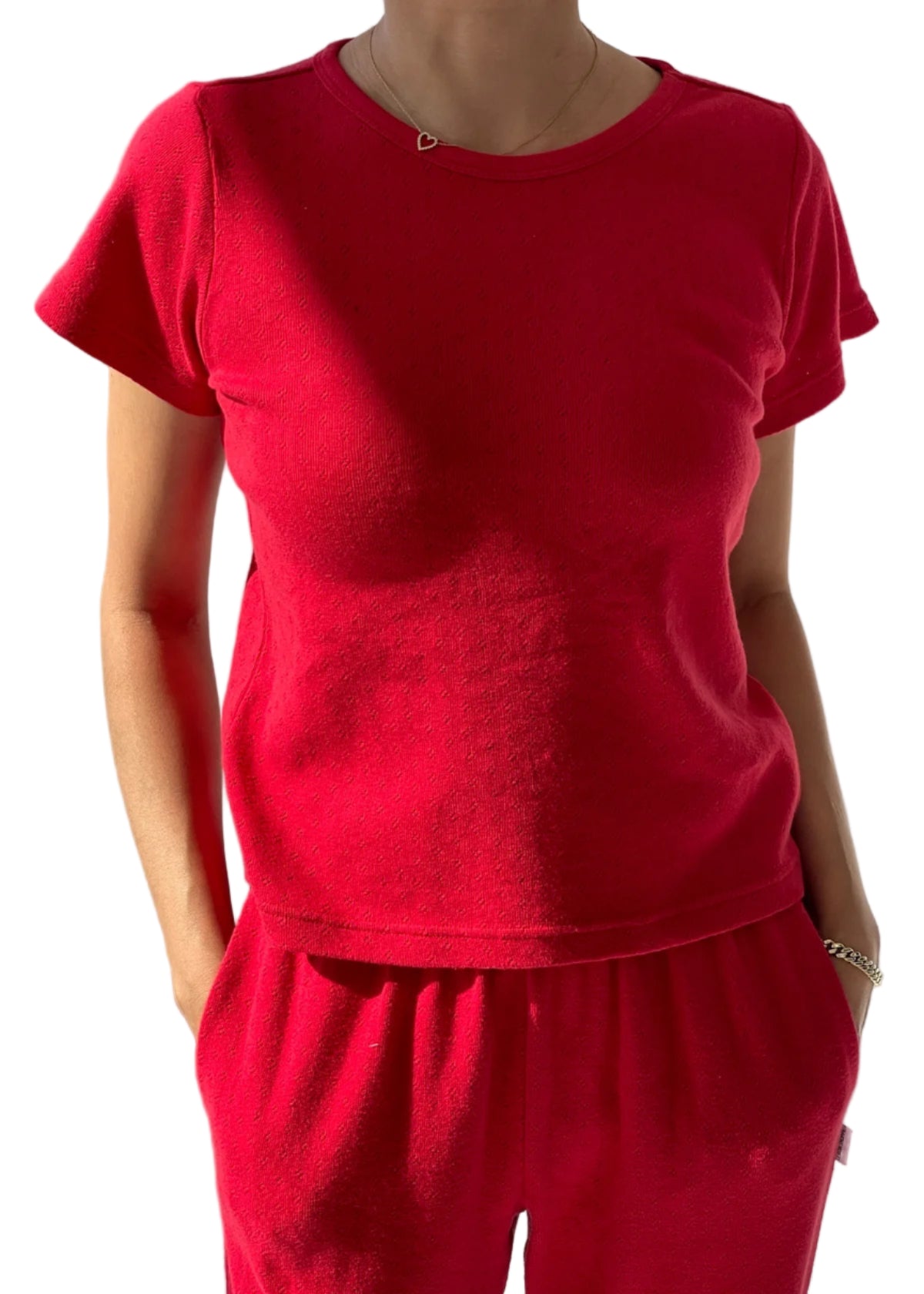 Pointelle Babe Tee // Red Apple